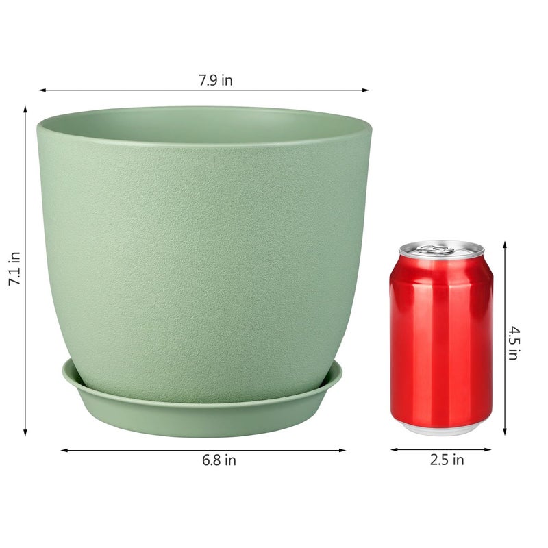 Ferlypote Plant Pots 8 Inch Set of 4  Flower Pots with Multi Mesh Drainage Holes  Planters for Indoor Outdoor Garden Plants and Flowers(Green) - Image 3